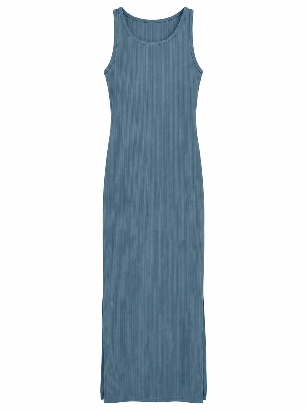 Cider Dusty Blue Ribbed Bodycon Maxi Dress